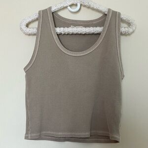 Madewell Beige / Sand Waffle Knit Scoop Crop Tank size large